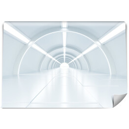 Fototapeta winylowa zmywalna Oświetlony pusty biały korytarz - wnętrze 3D