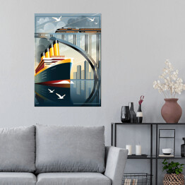 Plakat samoprzylepny Statek pasażerski na oceanie