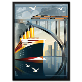 Plakat w ramie Statek pasażerski na oceanie