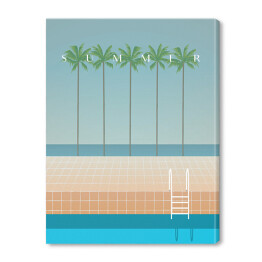 Plaża z palmami i basenem