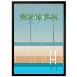 Plaża z palmami i basenem