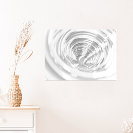 Plakat samoprzylepny Biało szary tunel 3D
