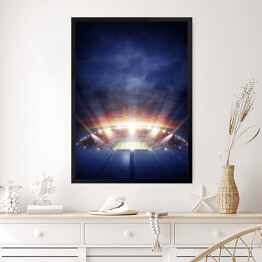 Obraz w ramie Oświetlony stadion pod granatowym niebem