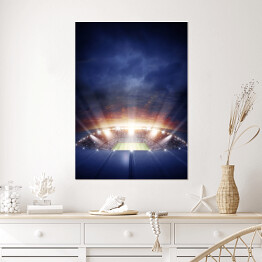 Plakat Oświetlony stadion pod granatowym niebem