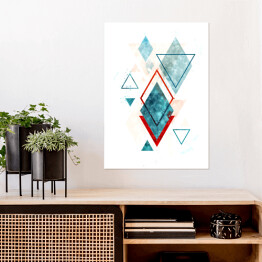 Plakat Minimalistyczna akwarelowa abstrakcja z wzorami geometrycznymi