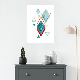 Plakat Minimalistyczna akwarelowa abstrakcja z wzorami geometrycznymi