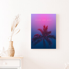 Obraz na płótnie Ciemna palma na fioletowo granatowym tle