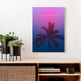 Obraz na płótnie Ciemna palma na fioletowo granatowym tle