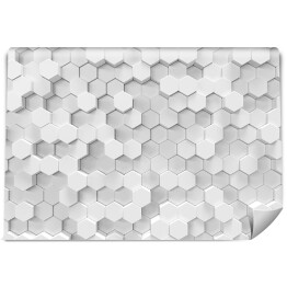 Fototapeta winylowa zmywalna Biały, geometryczny, heksagonalny wzór 3D