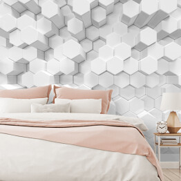 Fototapeta samoprzylepna Białe heksagonalne tło - ściana 3D