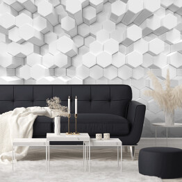 Fototapeta winylowa zmywalna Białe heksagonalne tło - ściana 3D
