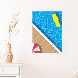 Plakat samoprzylepny Parasol plażowy przy basenie - ilustracja