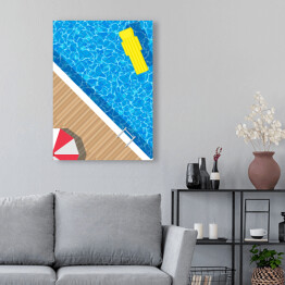 Obraz na płótnie Parasol plażowy przy basenie - ilustracja