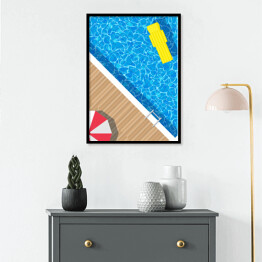 Plakat w ramie Parasol plażowy przy basenie - ilustracja