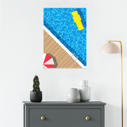 Plakat samoprzylepny Parasol plażowy przy basenie - ilustracja