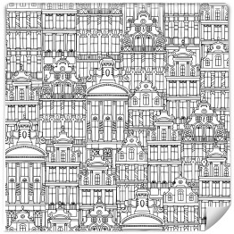 Tapeta samoprzylepna w rolce Ręcznie rysowane bezszwowe wzór belgijskich domów