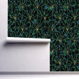 Tapeta samoprzylepna w rolce Imitacja szafirowego marmuru Art deco z ornamentem
