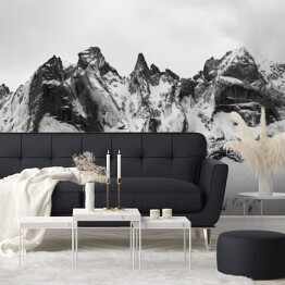 Fototapeta samoprzylepna Szczegół grupy Sciero w Alpach Retyckich w Szwajcarii. Czarno-biały grzywny sztuki zima górska