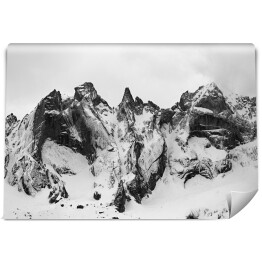 Fototapeta winylowa zmywalna Szczegół grupy Sciero w Alpach Retyckich w Szwajcarii. Czarno-biały grzywny sztuki zima górska