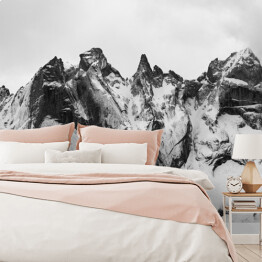 Fototapeta Szczegół grupy Sciero w Alpach Retyckich w Szwajcarii. Czarno-biały grzywny sztuki zima górska