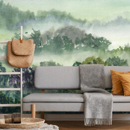 Fototapeta winylowa zmywalna Malowany las deszczowy w porannej mgle