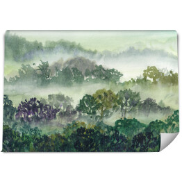 Fototapeta Malowany las deszczowy w porannej mgle