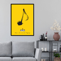 Plakat w ramie "Muzyka jest międzynarodowym językiem" - ilustracja z napisem
