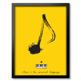 Obraz w ramie "Muzyka jest międzynarodowym językiem" - ilustracja z napisem