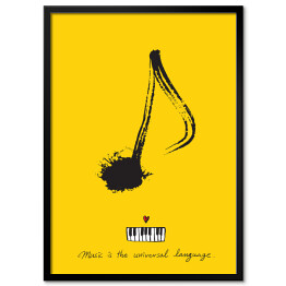 Plakat w ramie "Muzyka jest międzynarodowym językiem" - ilustracja z napisem
