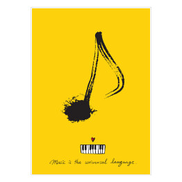 Plakat samoprzylepny "Muzyka jest międzynarodowym językiem" - ilustracja z napisem
