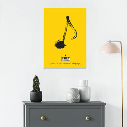Plakat samoprzylepny "Muzyka jest międzynarodowym językiem" - ilustracja z napisem