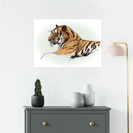 Plakat Tygrys w dżungli - rysunek