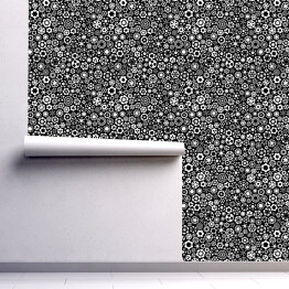 Tapeta samoprzylepna w rolce Czarno białe wzory w kołach i sześciokątach