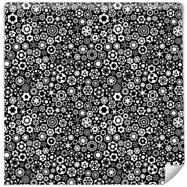 Tapeta w rolce Czarno białe wzory w kołach i sześciokątach