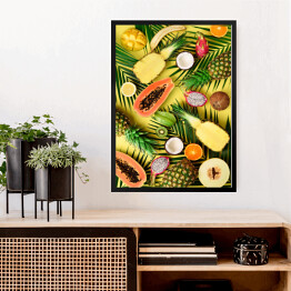 Obraz w ramie Otwarta kompozycja z tropikalnymi owocami