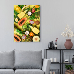 Obraz na płótnie Otwarta kompozycja z tropikalnymi owocami