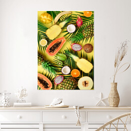 Plakat samoprzylepny Otwarta kompozycja z tropikalnymi owocami