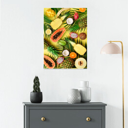 Plakat Otwarta kompozycja z tropikalnymi owocami