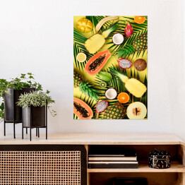 Plakat Otwarta kompozycja z tropikalnymi owocami