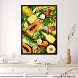 Obraz w ramie Otwarta kompozycja z tropikalnymi owocami