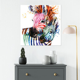 Plakat samoprzylepny Zebra z pomarańczową grzywą