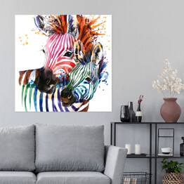 Plakat samoprzylepny Zebra z pomarańczową grzywą