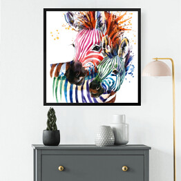 Obraz w ramie Zebra z pomarańczową grzywą