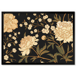 Obraz klasyczny Egzotyczne róże w odcieniach koloru złotego
