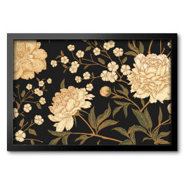 Obraz w ramie Egzotyczne róże w odcieniach koloru złotego