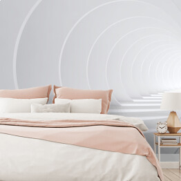 Fototapeta samoprzylepna Biały długi okrągły tunel 3D
