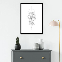Plakat w ramie Dzikie kwiaty i geometryczna kompozycja - minimalistyczna ilustracja