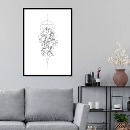 Plakat w ramie Dzikie kwiaty i geometryczna kompozycja - minimalistyczna ilustracja