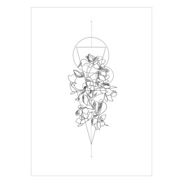 Plakat samoprzylepny Dzikie kwiaty i geometryczna kompozycja - minimalistyczna ilustracja