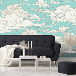 Fototapeta winylowa zmywalna Malowane jasne chmury na niebieskim niebie 